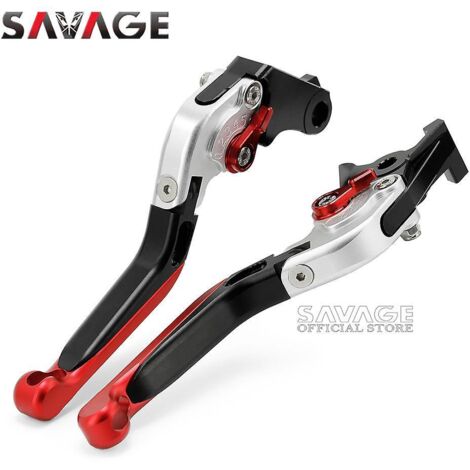 Leviers de frein et d'embrayage pour Honda NC750X, NC700X, CBR650R, CB650F, CB 600 et NC 750 : accessoires moto réglables, pliables et extensibles – Rouge et argent (1/5)