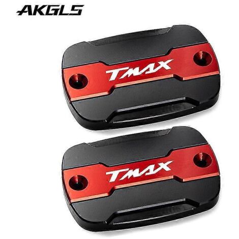 Accessoires moto Yamaha T-Max 500, T-Max 530, SX, DX 560, Tech Max : couvercle de réservoir d'huile de frein avant rouge (une paire) (1/5)