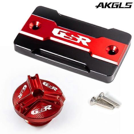 Accessoires pour motos Suzuki GSR 750, 400 et 600 : bouchon de réservoir d'essence et bouchon de remplissage d'huile moteur (GSR-A, rouge). (1/4)