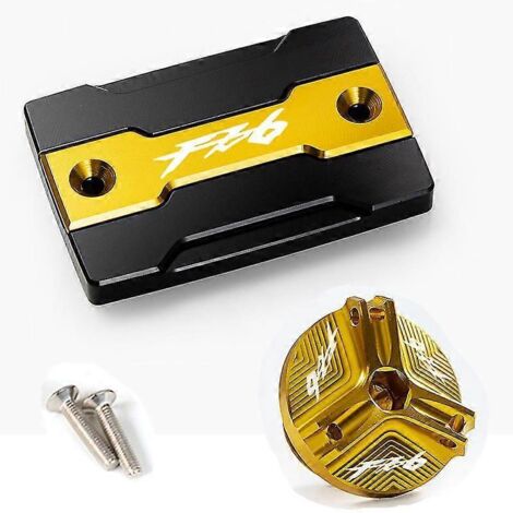 Accessoires de protection pour bouchon de réservoir de liquide de frein avant et bouchon de remplissage moteur pour motos Yamaha FZ6, FZ-6, ZF6N, FZ6R, FZ6S et Fazer - Ensemble doré (1/4)