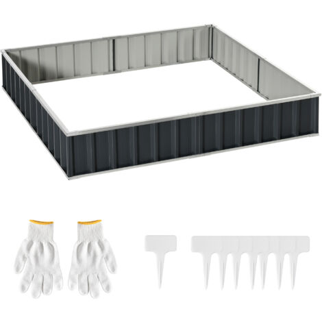 Plate-Bande Surélevée Modulable Sans Fond en Acier Galvanisé, 258x90x30 cm, Gris Foncé (1/5)