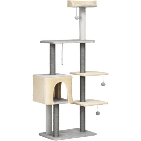 Arbre à chat 156cm avec plateforme, niche et poteaux en sisal (1/5)