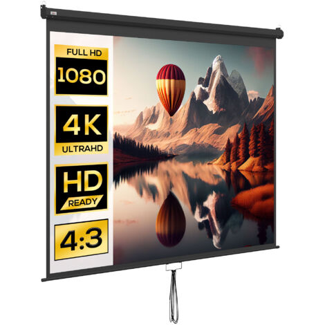 Support de Projecteur Telo 120" Réglable Plafond et Mur, 4:3, 244x183cm, Noir et Blanc (1/5)