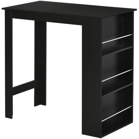 Table de Bar Haute Cuisine 3 Étagères Bois, Comptoir de Cuisine Moderne Maison et Bar, 112x57x106cm, Noir (1/5)