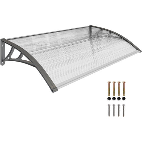 Auvent Moderne en Polycarbonate, Aluminium et PP pour Balcons, Fenêtres et Portes, 110x60x18 cm (1/5)