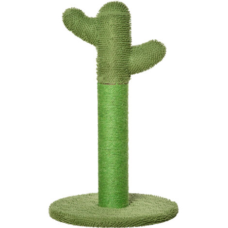 Cactus Tiragraffi pour Chat, 40x40x65 cm, Vert, avec Corde en Sisal (1/5)