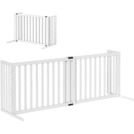 Barrière extensible autoportante en bois pour chien moyen et petit, 102-183x57x70 cm, blanc (1/5)