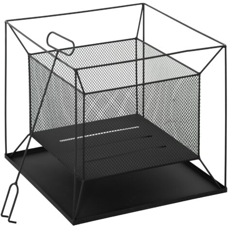 Brûleur de Jardin Portable en Métal, Foyer d'Extérieur Suspendu avec Tisonnier, 45x45x43cm Noir (1/5)