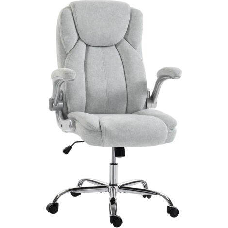 Fauteuil Ergonomique à Dossier Haut en Velours Imprimé, Accoudoirs Rabattables, Blanc Crème (1/5)