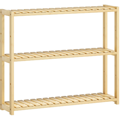 Scaffale per il Bagno a 3 Ripiani Regolabili in 5 Posizioni, in Bambù, 60x15x50 cm, color Legno (1/5)