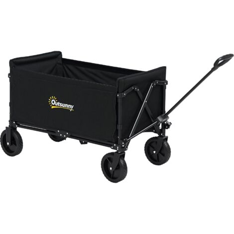Chariot de Jardin Pliable 120L avec Panneau Ouvrant, Acier et Polyester, 90x48x62 cm, Noir (1/5)