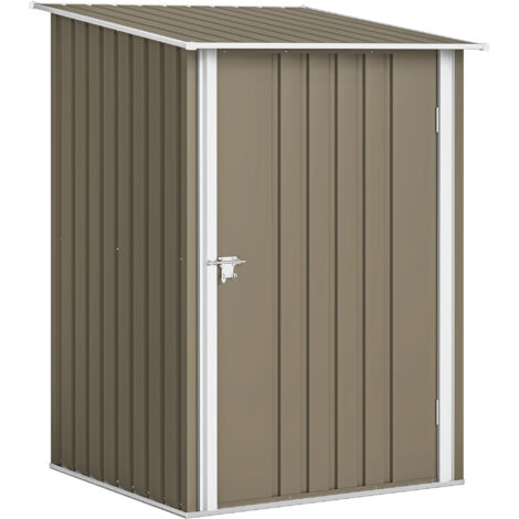 Remise à outils de jardin en acier galvanisé, 100x104x160 cm, marron et blanc (1/5)