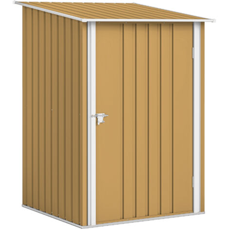 Coffre de Jardin Rangement Outils Acier Galvanisé Porte Battante Jaune 100x104x160 cm (1/5)