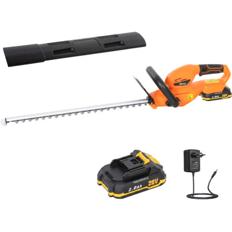 Cisaille à haies sans fil 18V avec batterie 2Ah, chargeur, lame double action 51cm, orange (1/5)
