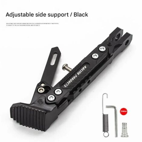 Béquille latérale moto scooter électrique support pied aluminium réglable universel accessoire moto support stationnement stable durable réglage facile Noir (1/3)