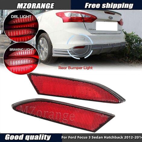 Lot de 2 feux de pare-chocs arrière pour Ford Focus 3 Berline et Hatchback 2012-2014, réflecteur LED, feu stop, feu de brouillard, accessoires auto. (1/5)