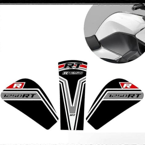 Autocollants R 1250 RT pour BMW R1250RT : protections latérales, valises, coffre, genoux, réservoir, emblème, logo R1250RT (noir) - 5 pièces (1/5)