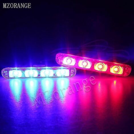 Feux de signalisation stroboscopiques à LED 2x4 pour véhicules (police, automobile, camion, pompiers, ambulance, urgence) - 1 rouge, 1 bleu (1/5)