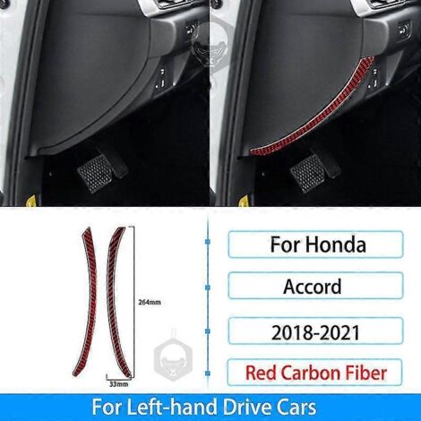 Rrx Autocollants décoratifs en fibre de carbone rouge pour Honda Accord 2018-2021 : panneau de commande central intérieur, porte-gobelet, garniture de panneau de porte et anneau d'allumage (1/5)