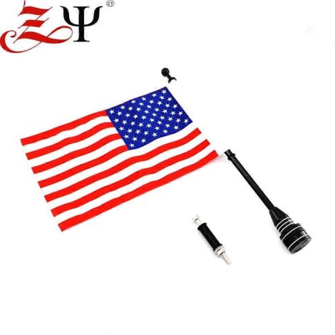 Drapeau américain noir pour porte-bagages arrière Harley-Davidson avec mât XL883 1200 X48 (grand modèle). (1/4)