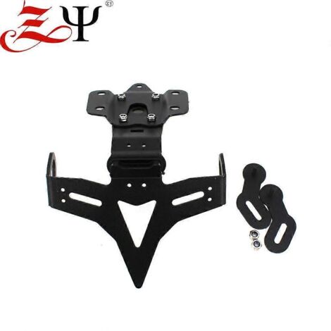 Compatible avec les motos Yamaha MT07 et FZ07 (2013-2019) : modification avec support de plaque d'immatriculation arrière court et éclairage – Noir (1/4)