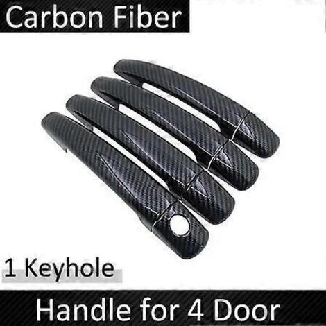 Autocollant en fibre de carbone noire pour poignée de porte Citroën Grand C4 Picasso 2006-2013 - Accessoire auto - Poignée 1 (trous de serrure) (1/5)