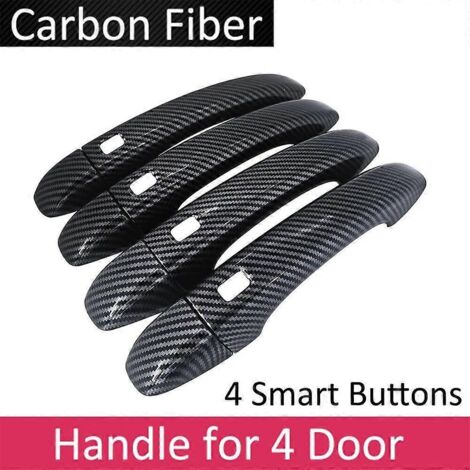 Poignée de porte extérieure en fibre de carbone noire pour Renault Grand Captur Kaptur HA MK2 (2016-2022) - Accessoires auto ABS - 4 boutons intelligents (1/5)