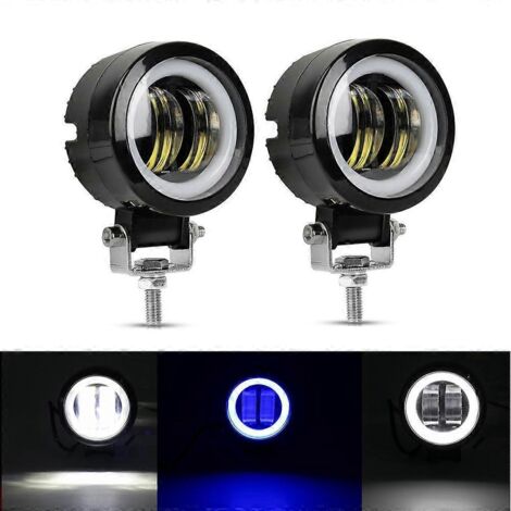 Phare de travail LED pour véhicule tout-terrain, nouveau phare antibrouillard LED 20 W avec feux de jour à LED (cercle rouge). (1/5)