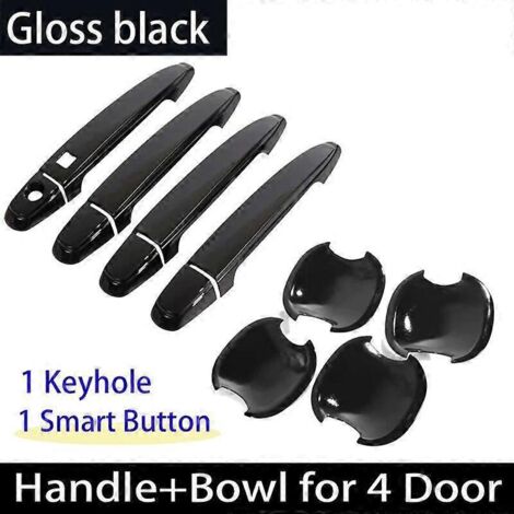 Garnitures de poignées de porte noires brillantes pour Toyota Camry 2007, XV40 et Daihatsu Altis 2008-2011 (accessoires auto) - Poignée à 1 bouton (1/5)