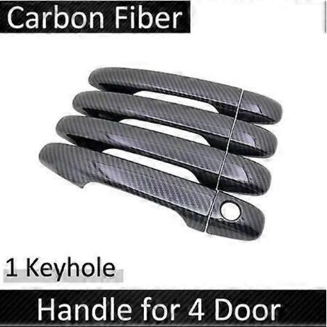 Autocollants décoratifs en fibre de carbone noire pour poignées de porte Subaru Forester SJ 2013-2018 - Accessoires auto (sans accès sans clé) (1/5)