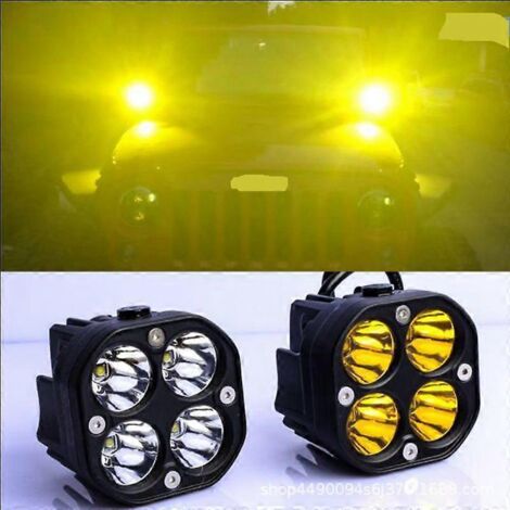 Projecteurs de travail carrés LED 40 W à ultra-haute luminosité pour voiture, éclairage blanc et jaune antibrouillard - Lumière jaune (1/5)