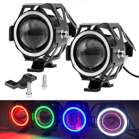 Phare laser U7, projecteur modifié pour moto U5, phare Angel U2, U3, U5 et U7 (vente directe d'usine) - Coque argentée, anneau rouge (U3) (1/5)