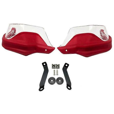 Protège-mains transparents rouges pour motos Honda CB500X, CB500F, C et B500 X (2013-2021). Protection pare-brise et mains contre le vent. (1/5)