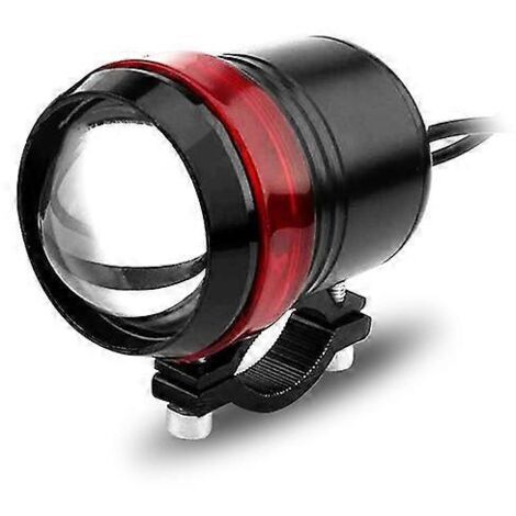 Phares extérieurs à LED pour motos et véhicules électriques, type canon laser U3, éclairage longue et courte portée — Coque noire, blanc et rouge (1/5)