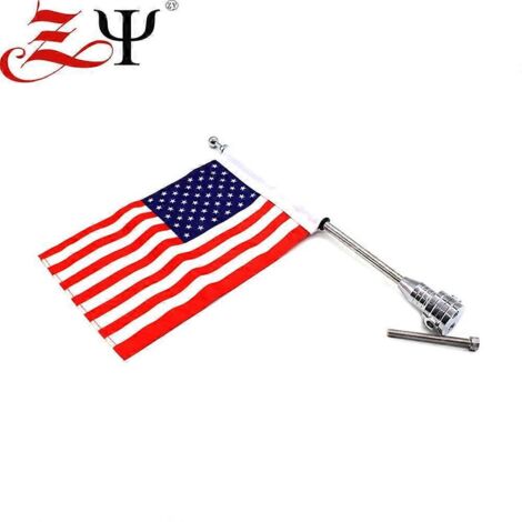 Convient pour la décoration de drapeau avec mât pour porte-bagages arrière Harley XL883 1200 X48 Grand Gliding Road King - Drapeau américain électroplaqué (1/4)