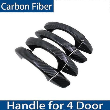 Poignées de porte extérieures en fibre de carbone noire pour SEAT Arona (2022, KJ7, 2017-2021) - Accessoire auto autocollant - 4 poignées