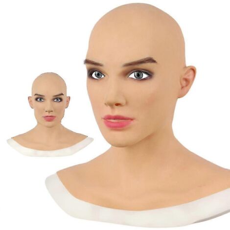 Couvre-chef réaliste en latex pour femme, masque intégral réaliste en silicone pour femme, accessoire de déguisement pour cosplay, drag queen et Halloween. (1/5)