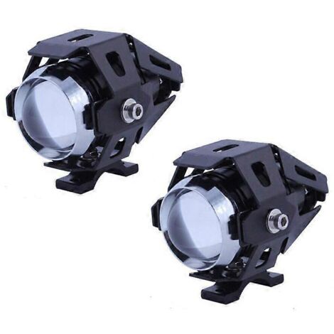 Lot de 2 phares LED pour moto, projecteur flash ultra-lumineux, projecteur laser externe U5, projecteur Transformers - Paire de phares U5 noirs (1/4)
