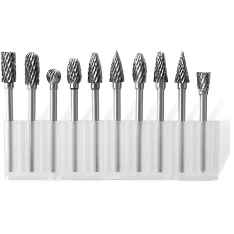 Lot de 10 fraises rotatives double coupe en acier allié embouts de meulage sculpture bois métal bricolage 1 pièce Argent (1/4)