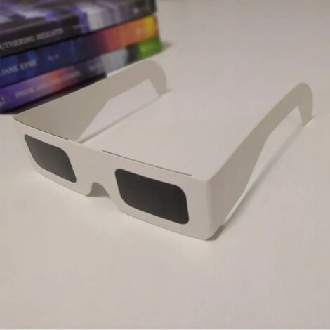 Lunettes d'éclipse solaire (8 paires) - Conformes à la norme ISO 12312-2:2015 et certifiées CE, lunettes de sécurité pour l'observation directe du soleil (blanches)