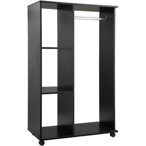 HOMCOM Armoire penderie mobile, rangement vêtements avec panneaux de particules, noir, design pratique et élégant pour dressing ou chambre. (1/5)