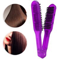 Plaque lisseuse en bois pour lissage des cheveux, peigne défrisant, accessoire coiffure (Violet)