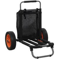 Carrello da Spiaggia Pieghevole con Tasca in Rete, Manico Telescopico e Cavalletto, 82x67x81 cm