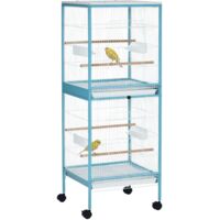 Voliera per Uccelli 2 in 1, Cage d'Intérieur avec 4 Roulettes et Tiroirs Amovibles, 51.5x50x140cm