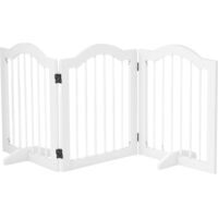 Panneau de barrière pliable pour chien en bois 3 sections, 154,5x29,5x61cm, blanc