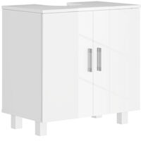 Mobile Sotto Lavabo Bagno a 2 Ante con Ripiano Centrale, in MDF, 60x35x60 cm, Bianco