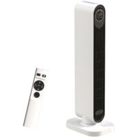 Ventilateur chauffant en ABS 2000W avec télécommande, oscillation et minuterie, 30x22x82.5 cm, blanc