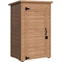 Armoire de jardin en bois avec étagère réglable et verrou, 75x56x117cm, marron