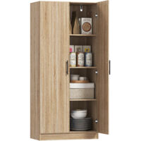 Buffet de Cuisine Moderne avec 2 Niveaux Réglables et Portes à Fermeture Amortie, 75x40x165 cm, Bois