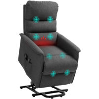 Poltrona Elettrica Alzapersona avec 8 Points Vibrants, 4 Modes de Massage et Chauffage, Gris